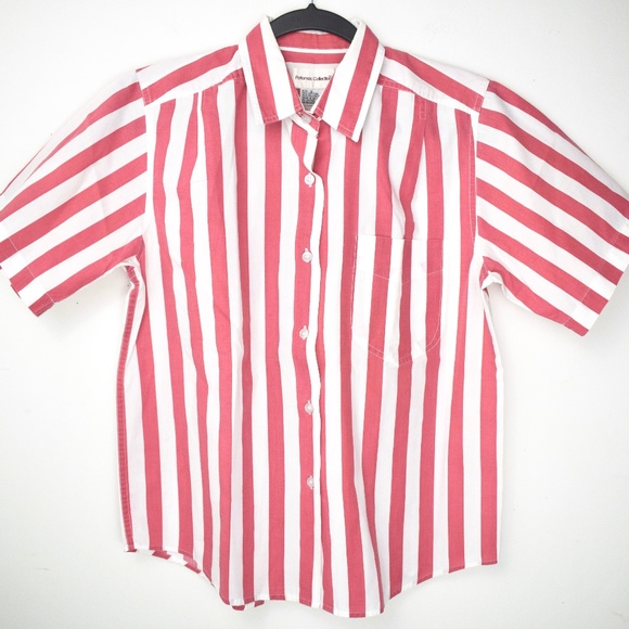 Vintage Tops - Vintage Red and White Stripe Boxy Blouse